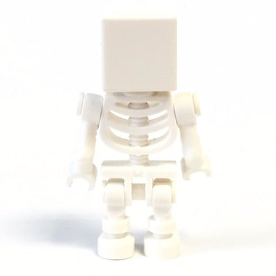 LEGO Minifigure-Skeleton With Cube Skull-Minecraft-MIN011-Creative Brick Builders